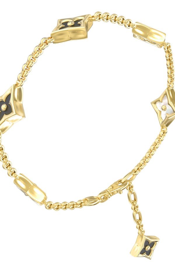 Браслет из лимонного золота c ониксом и перламутром