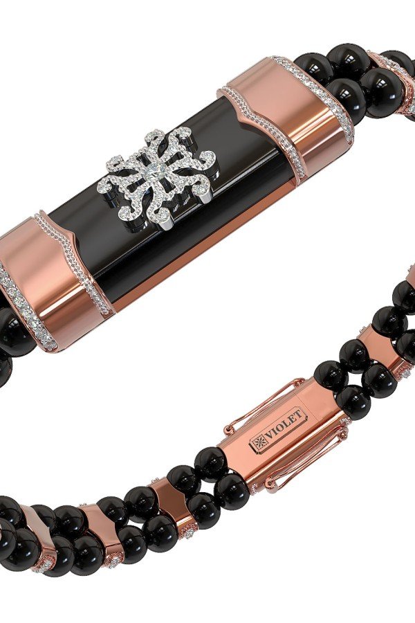 Браслет из золота c бриллиантами и ониксом