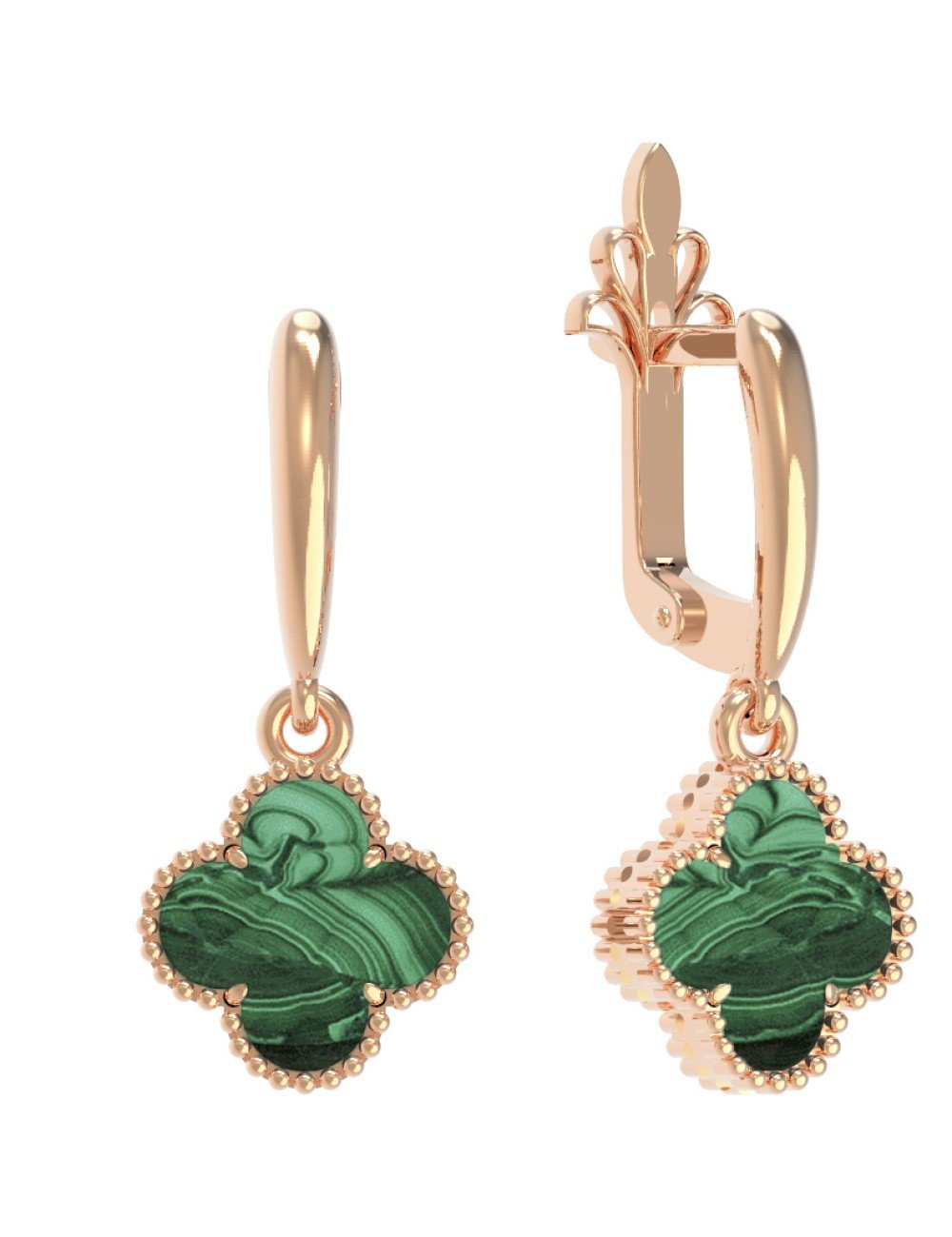 Серьги из золота c малахитом