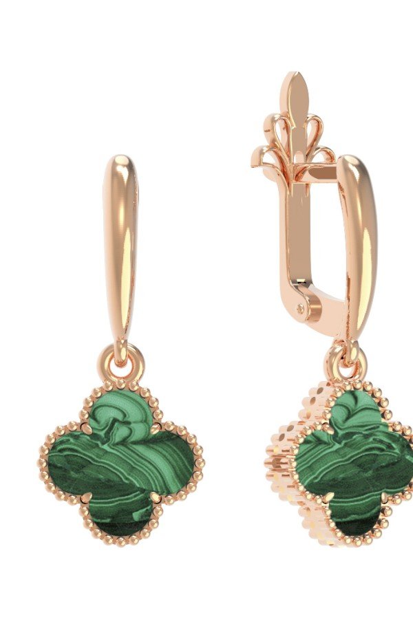 Серьги из золота c малахитом