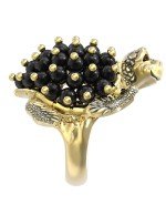 Кольцо из лимонного золота c эмалью и ониксом