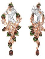 Серьги из золота c фианитом и гранатом