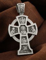 Крест из белого золота c эмалью и бриллиантами