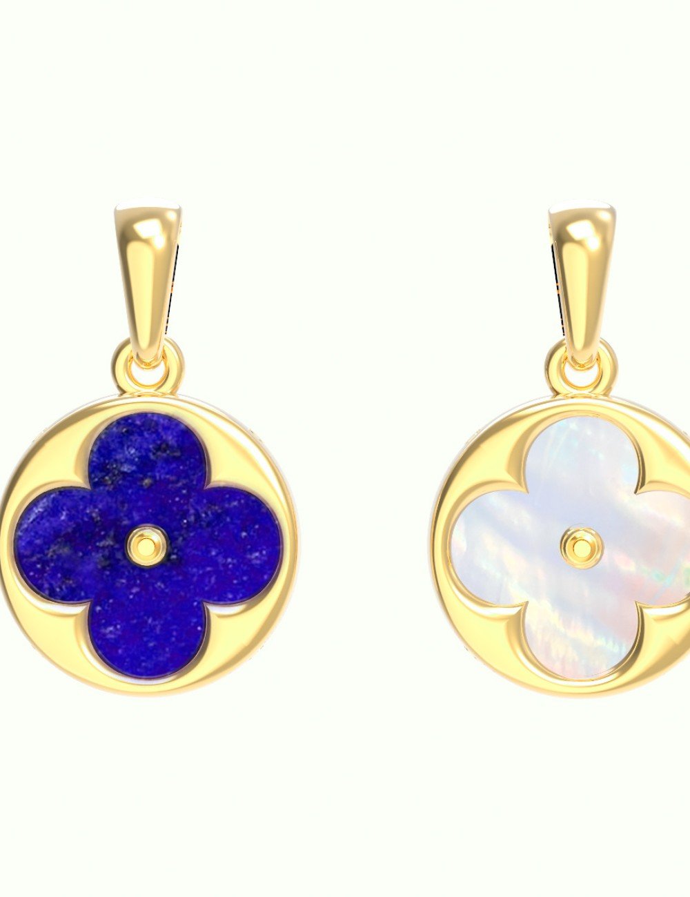 Подвеска из лимонного золота c лазуритом и перламутром