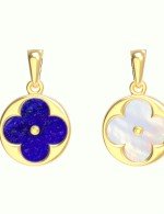 Подвеска из лимонного золота c лазуритом и перламутром