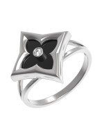 Кольцо из белого золота c бриллиантами и ониксом