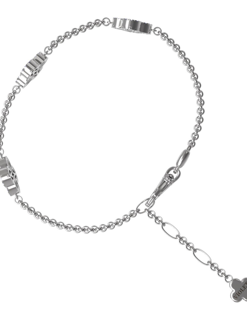 Браслет из белого золота c бриллиантами, лазуритом и перламутром