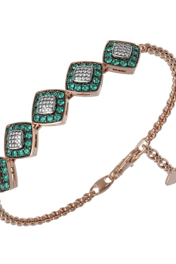 Браслет из золота c бриллиантами и изумрудом