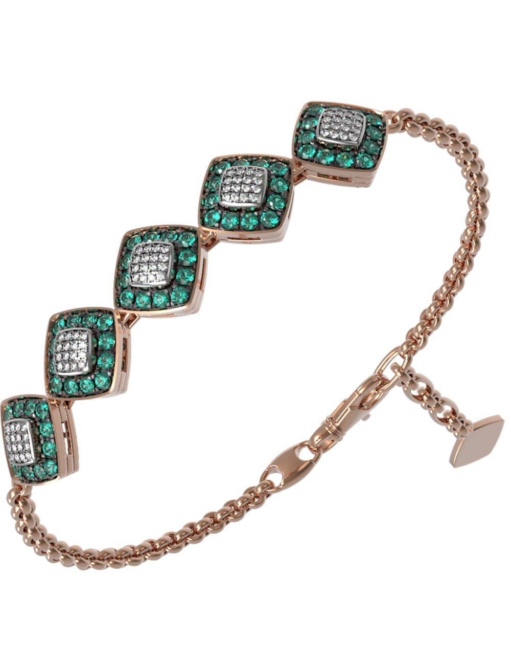 Браслет из золота c бриллиантами и изумрудом