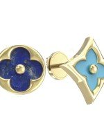 Серьги из лимонного золота c бирюзой и лазуритом