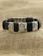 Браслет из серебра c кожаным шнурком