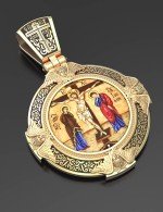 Образок из лимонного золота c эмалью и иконописью