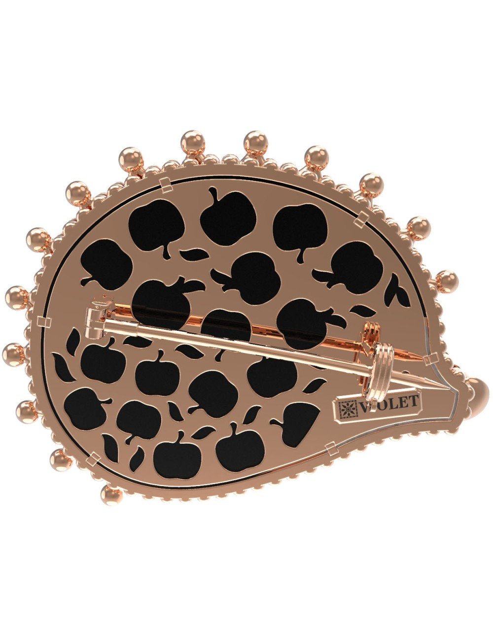 Брошь из золота c эмалью, ониксом и перламутром