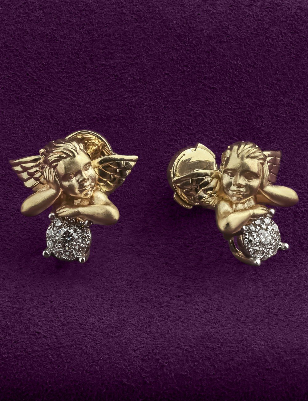 Серьги из лимонного золота c бриллиантами