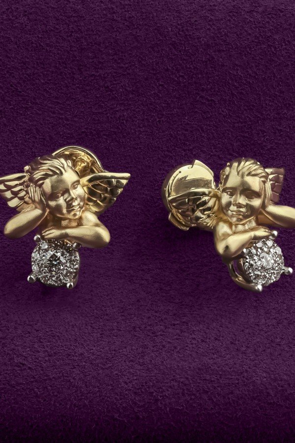 Серьги из лимонного золота c бриллиантами