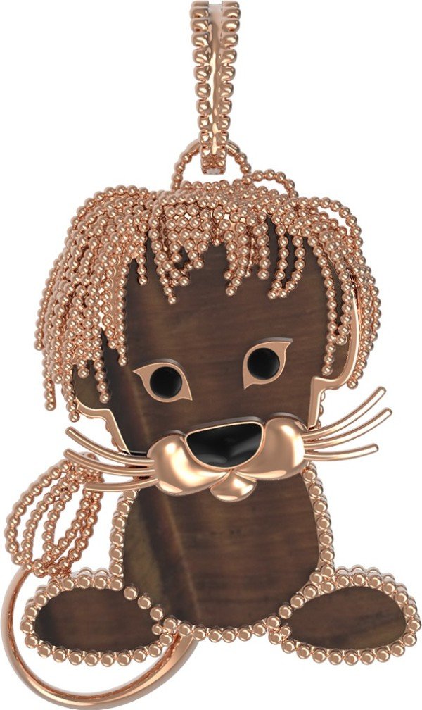 Подвеска из золота c эмалью и тигровым глазом