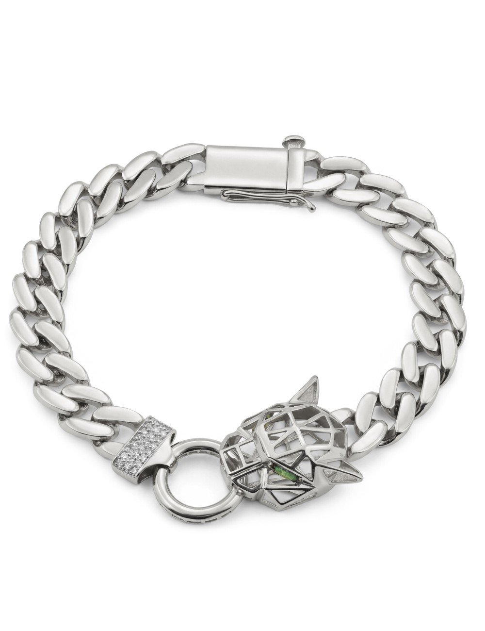 Браслет из белого золота c бриллиантами и изумрудом