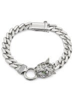 Браслет из белого золота c бриллиантами и изумрудом