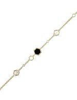 Браслет из лимонного золота c бриллиантами, ониксом и перламутром