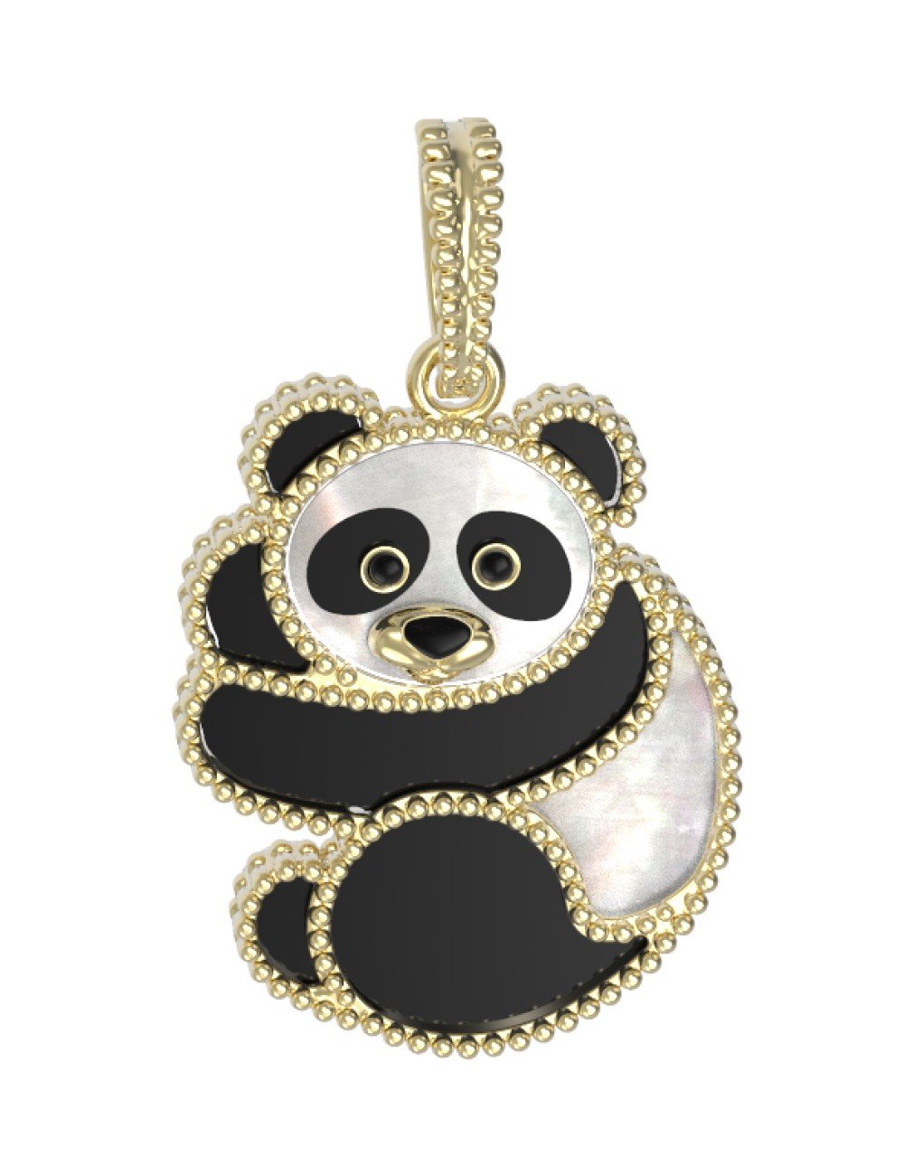 Подвеска из лимонного золота c эмалью, ониксом и перламутром