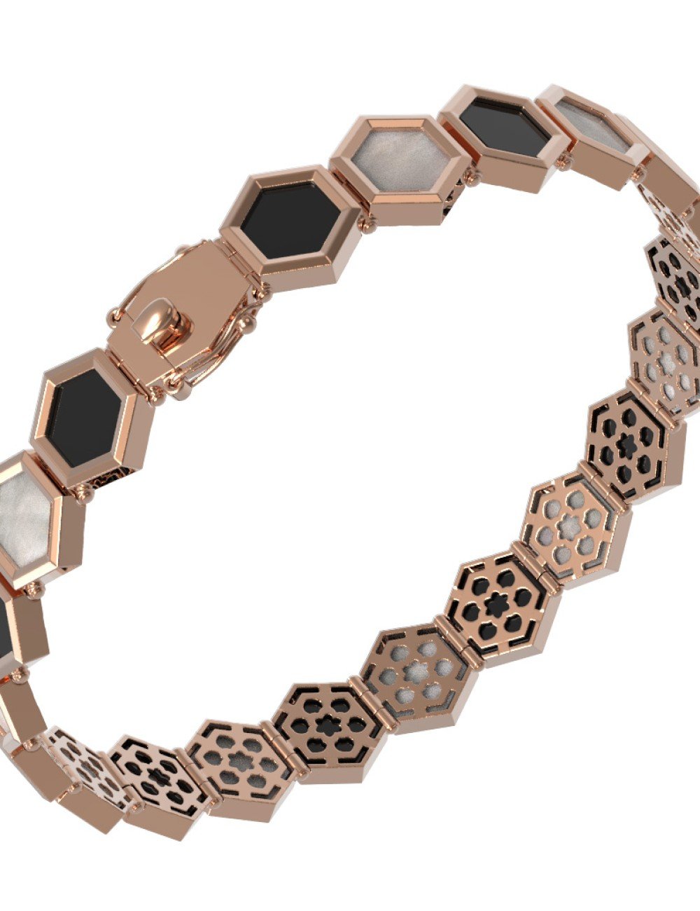 Браслет из золота c ониксом и перламутром