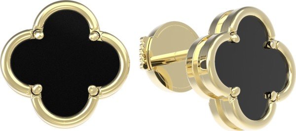 Серьги из лимонного золота c ониксом