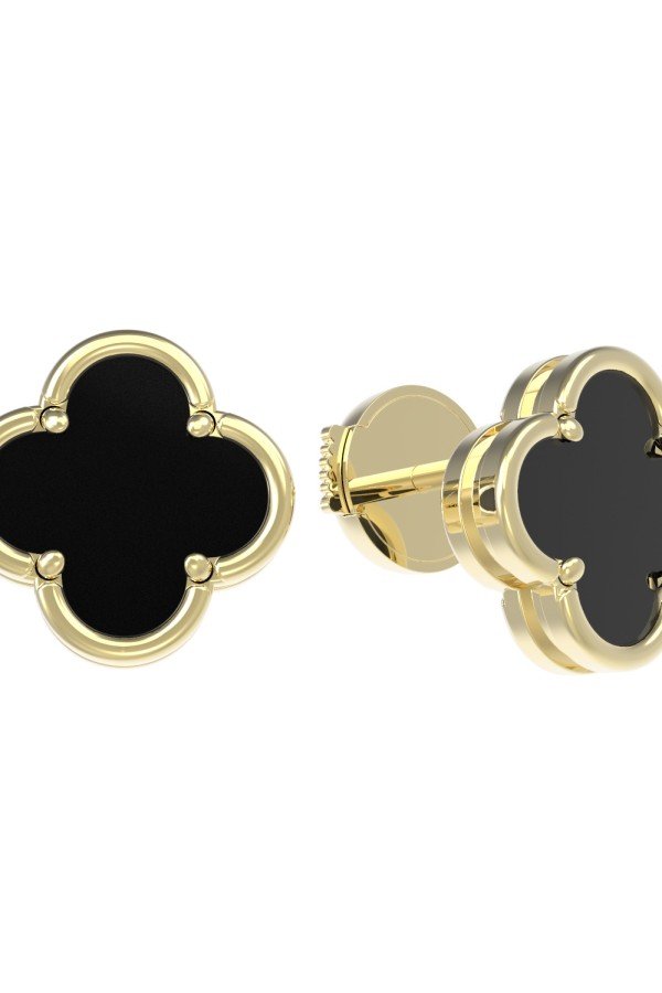 Серьги из лимонного золота c ониксом