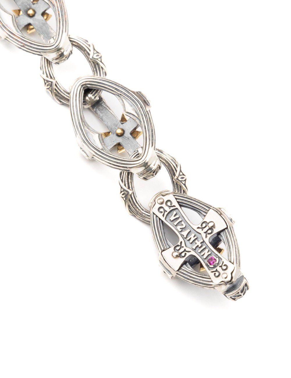 Браслет из серебра и золота c рубином