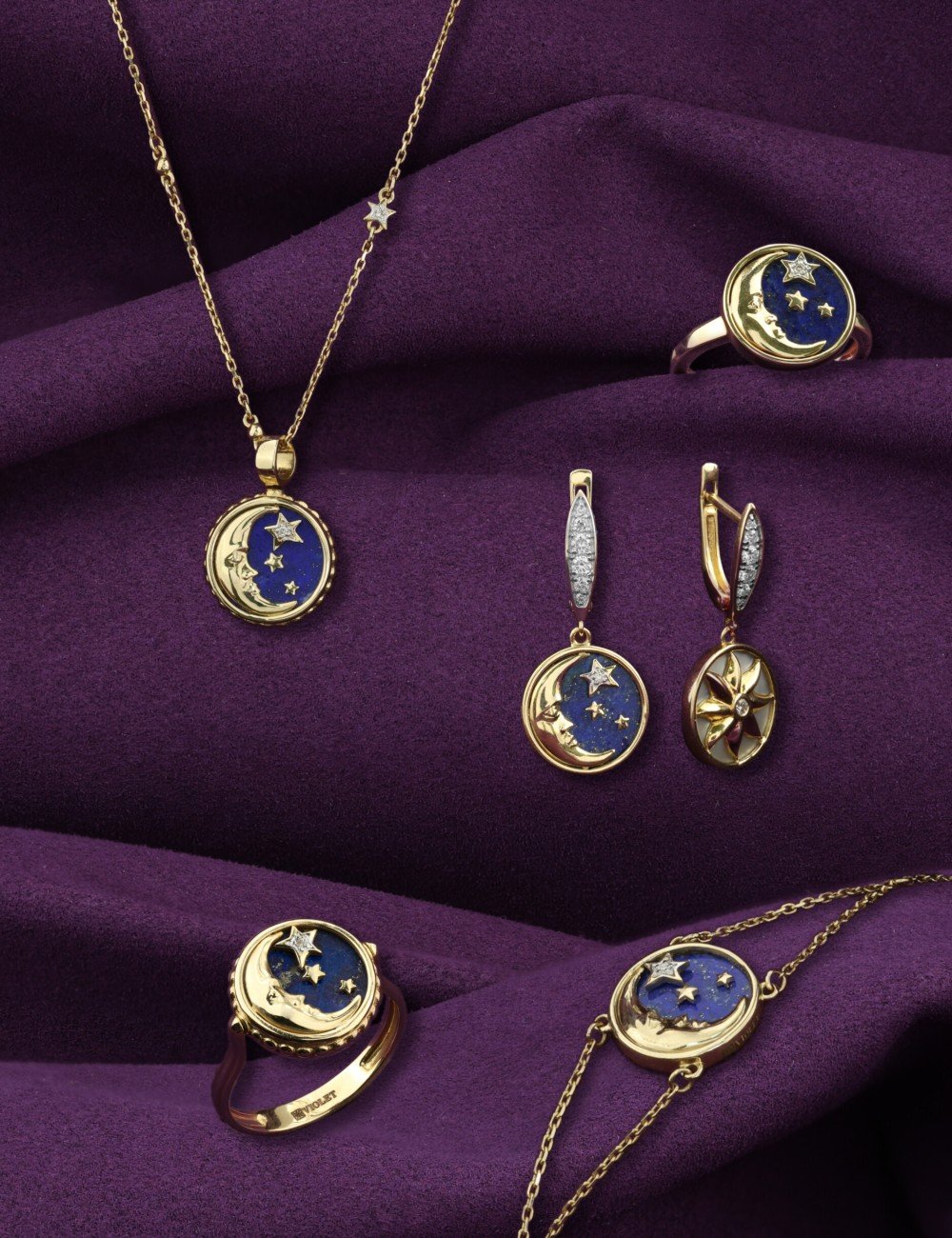 Браслет из лимонного золота c бриллиантами и перламутром