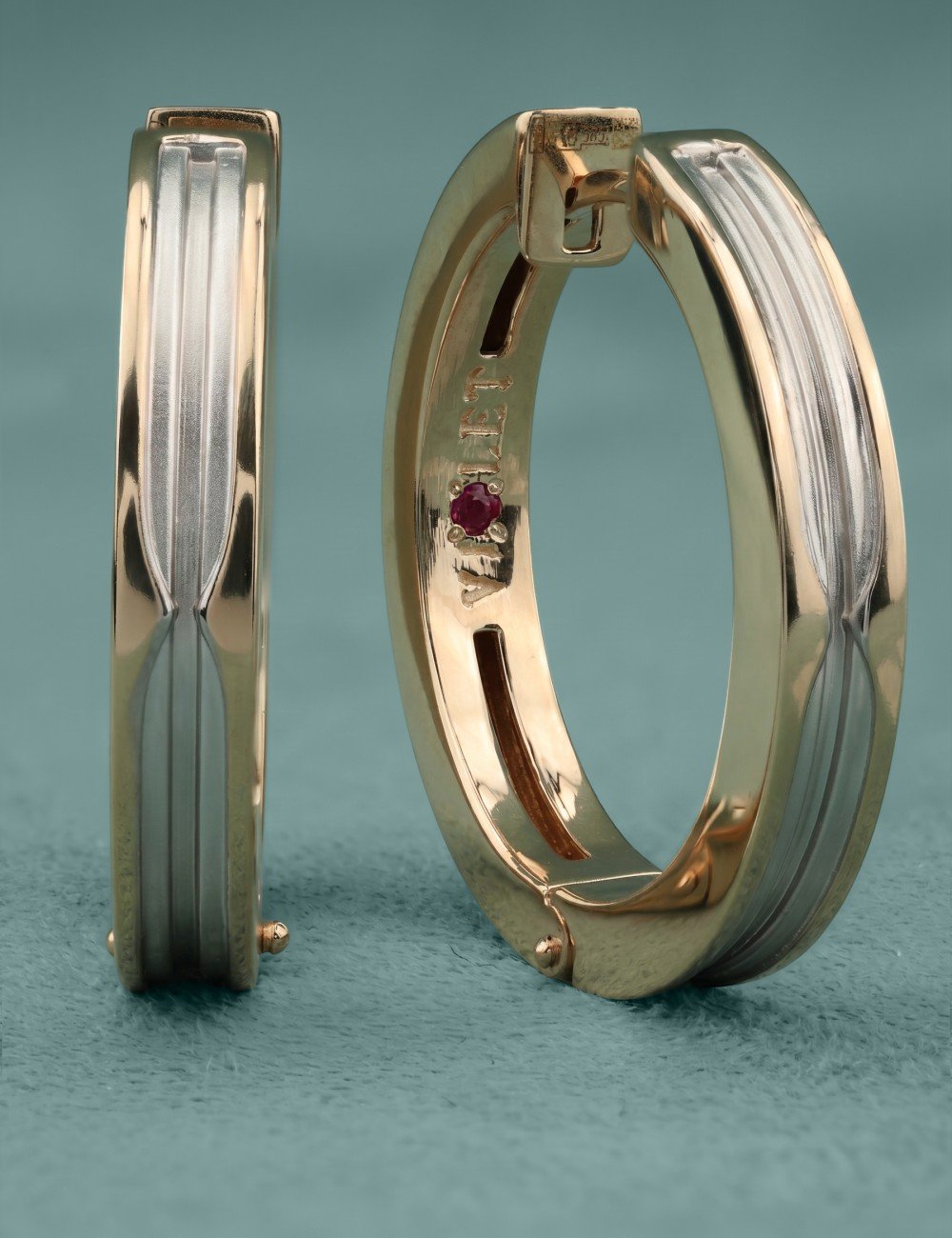 Серьги из золота c рубином