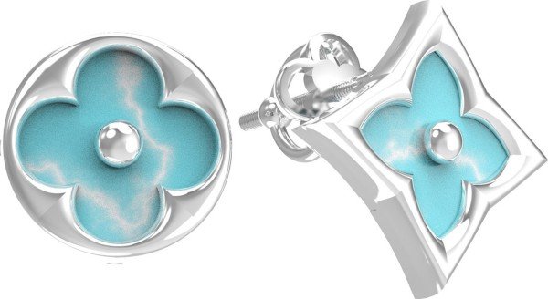 Серьги из белого золота c бирюзой