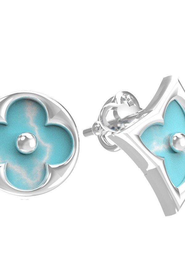 Серьги из белого золота c бирюзой