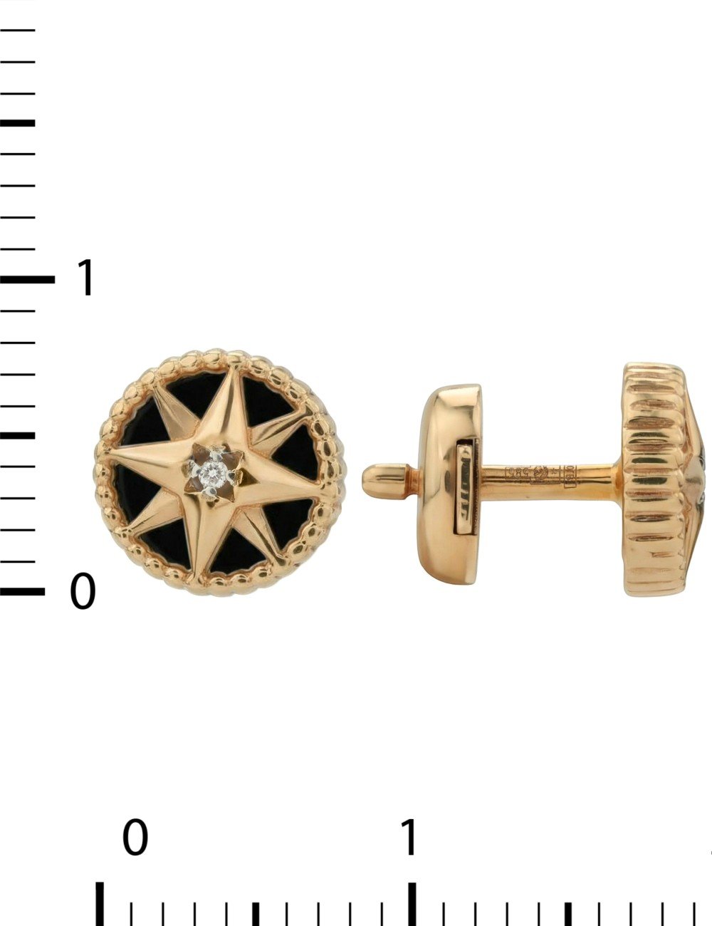 Серьги из золота c бриллиантами и ониксом