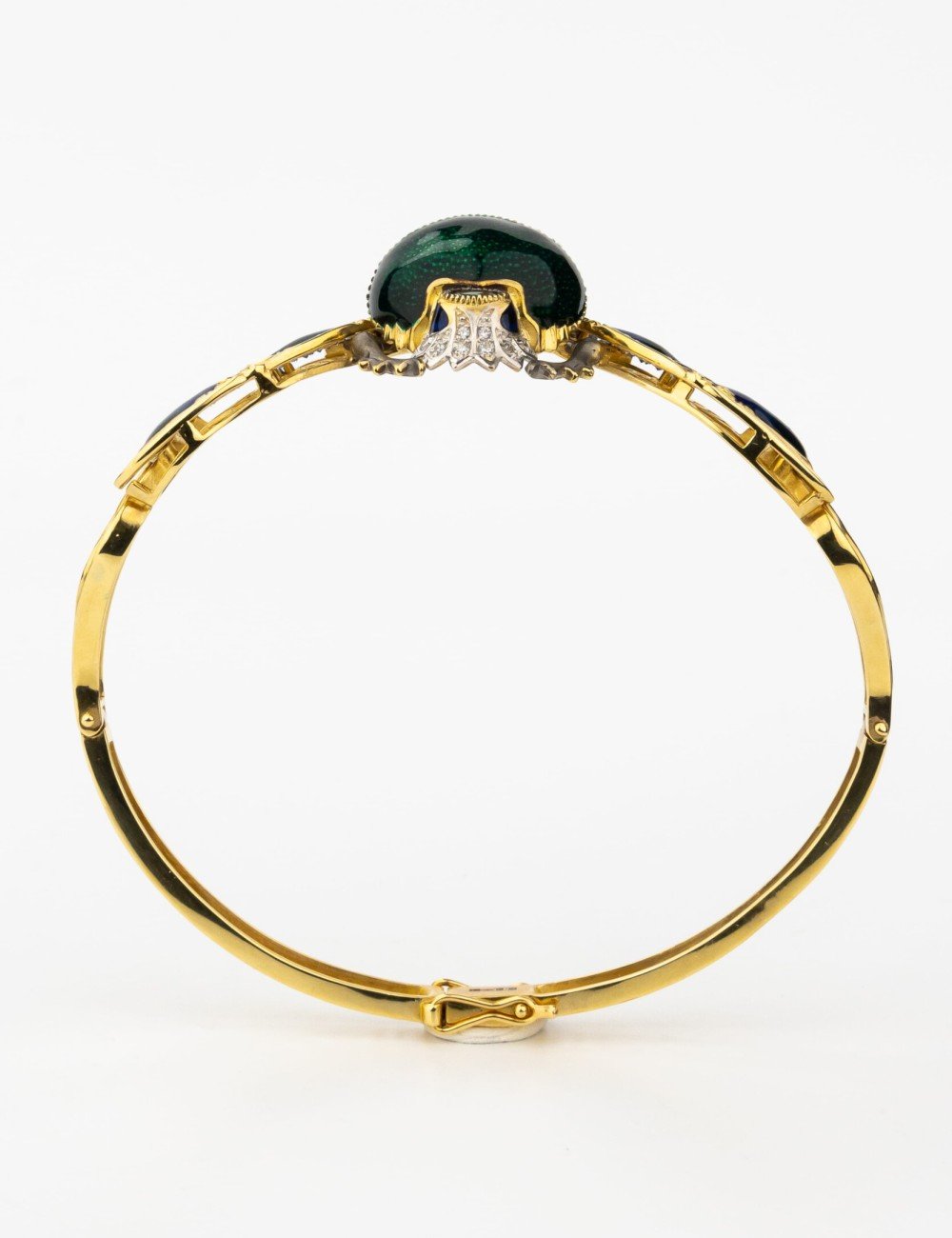 Браслет из лимонного золота c эмалью, фианитом, турмалином и эмалью