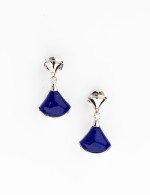 Серьги из белого золота c бриллиантами и лазуритом