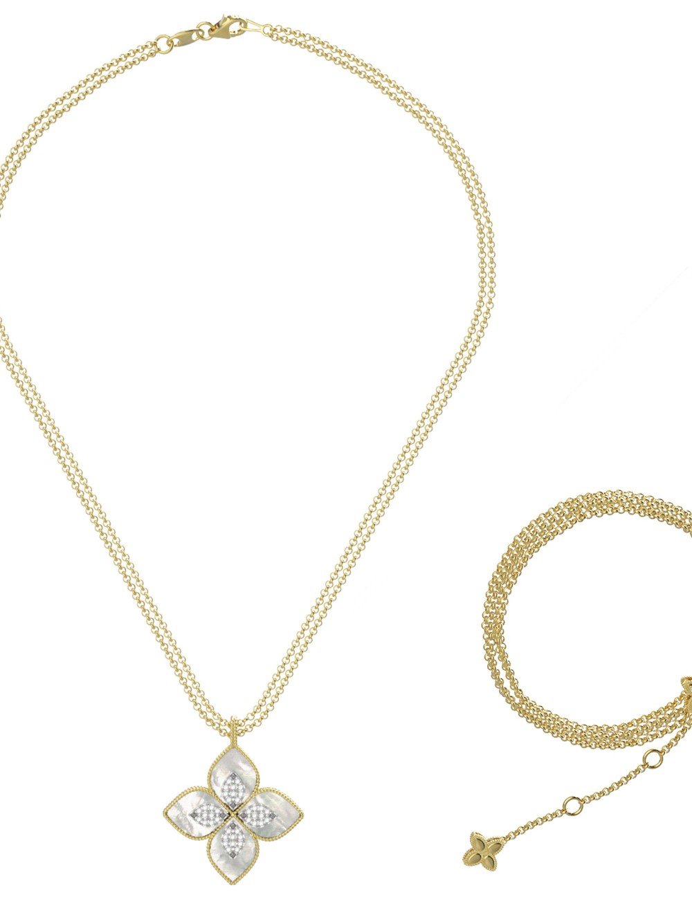 Колье из лимонного золота c бриллиантами и перламутром