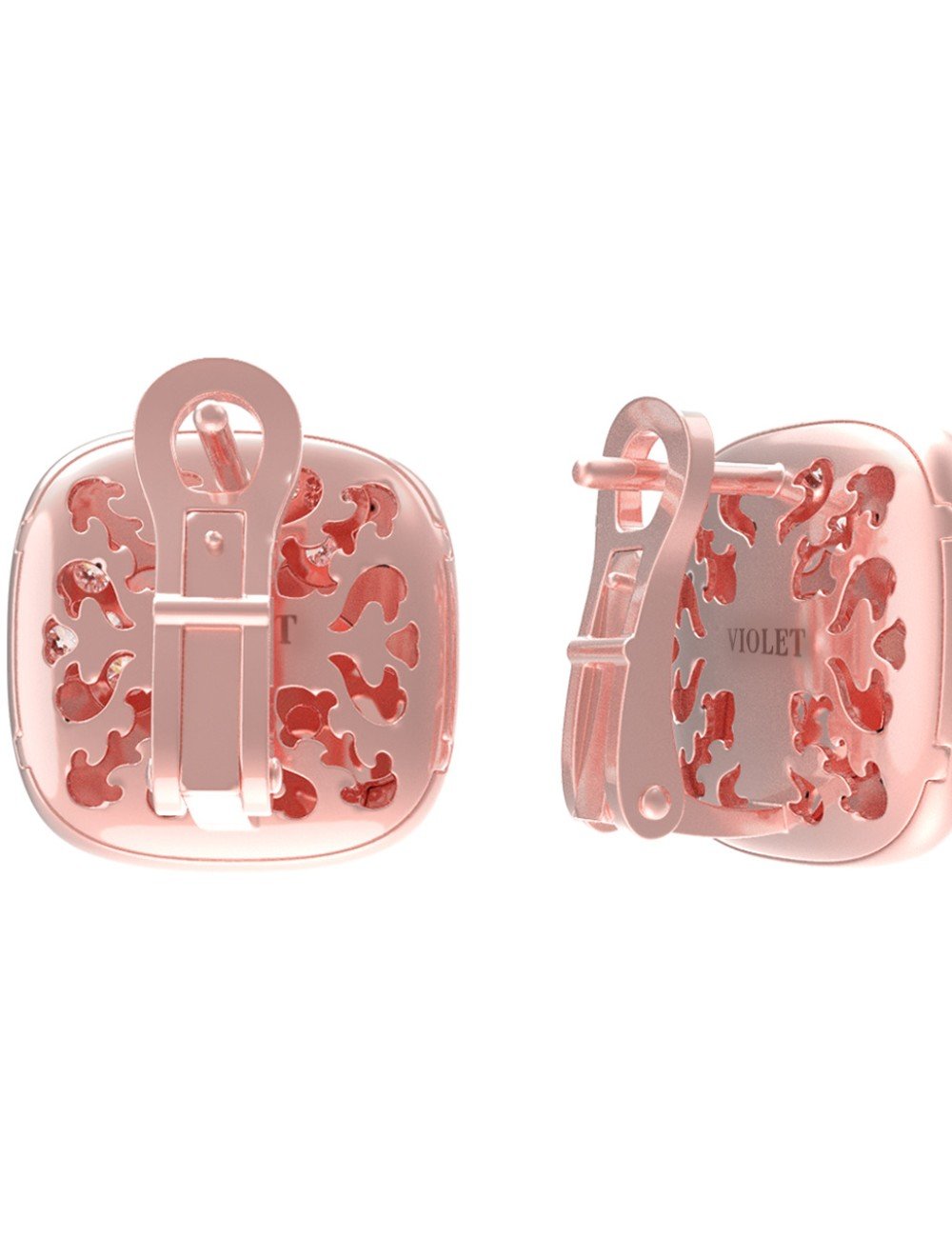 Серьги из розового золота c бриллиантами и перламутром