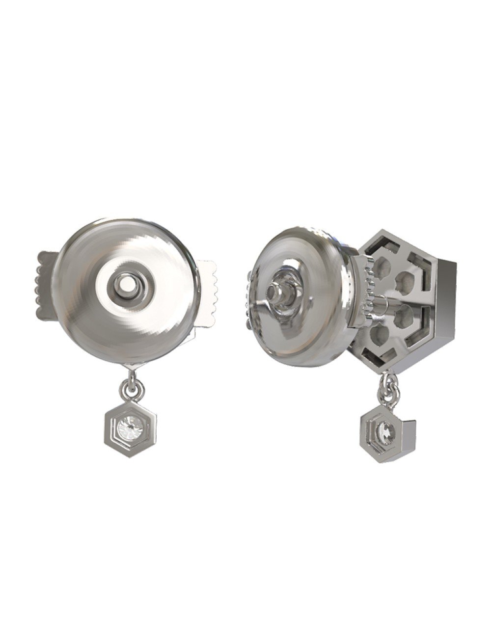 Серьги из белого золота c бриллиантами, ониксом и перламутром