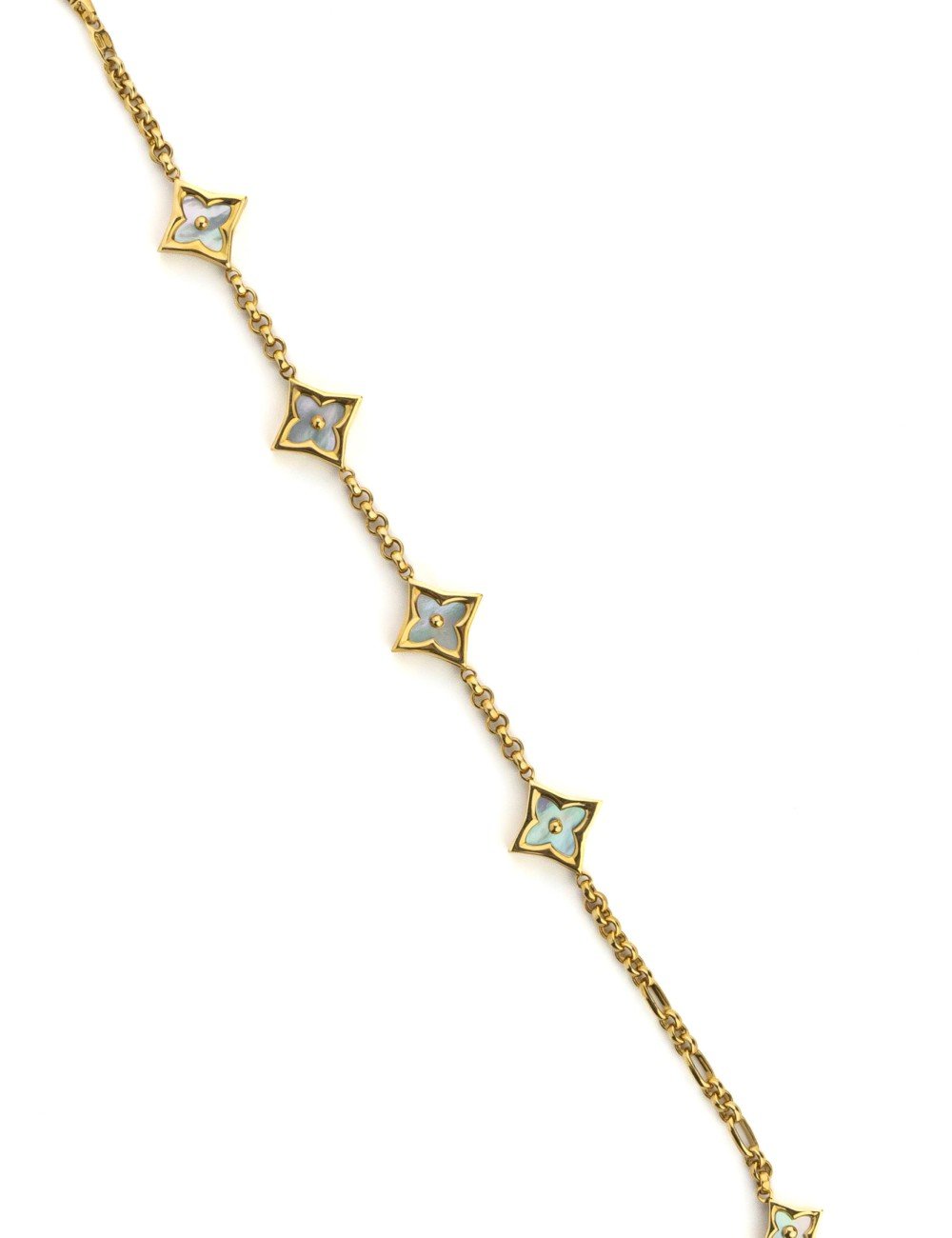 Браслет из лимонного золота c лазуритом и перламутром