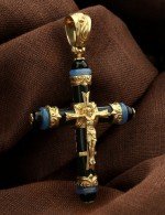 Крест из лимонного золота c ониксом и агатом