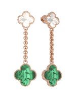 Серьги из золота c малахитом и перламутром