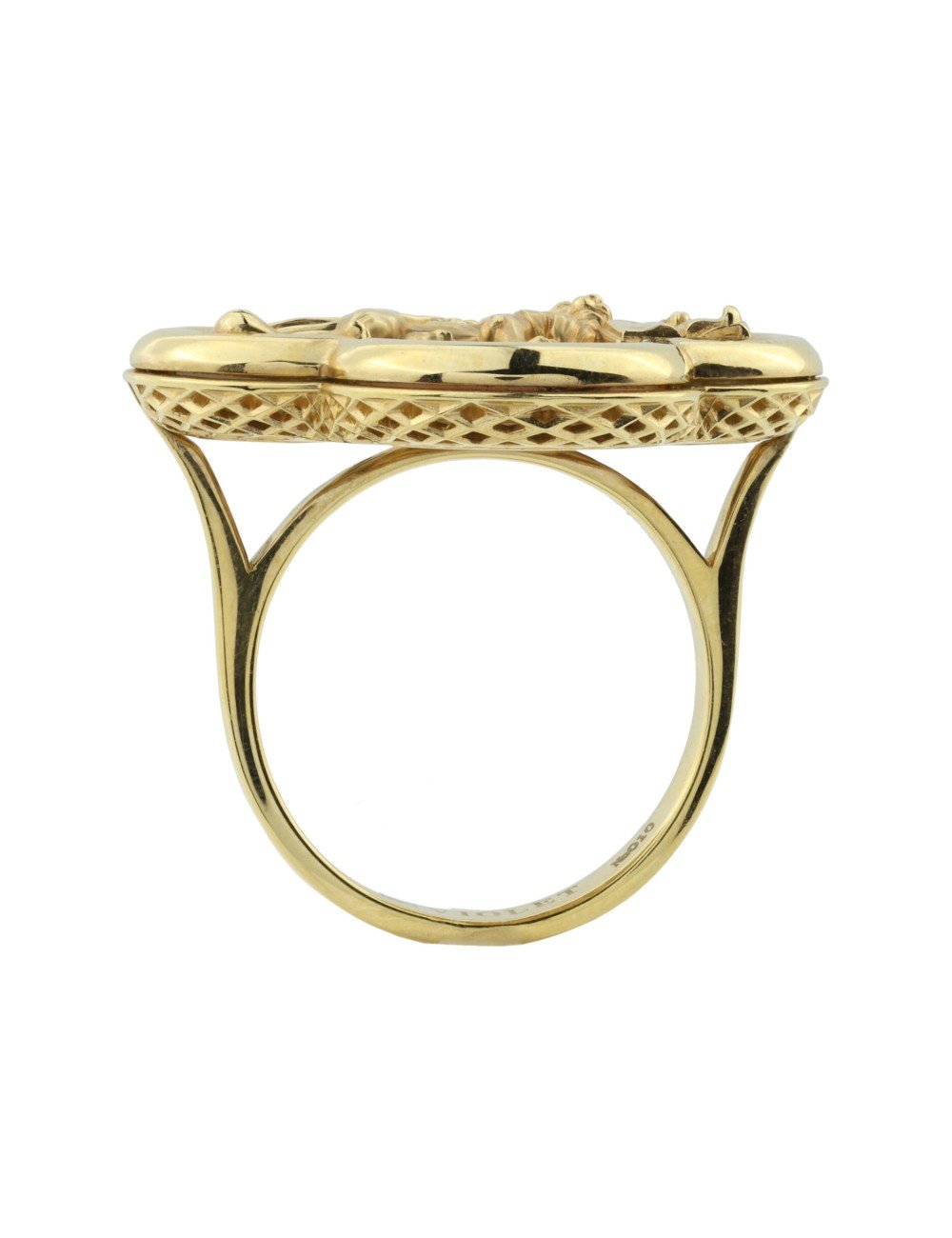 Кольцо из лимонного золота c эмалью и перламутром