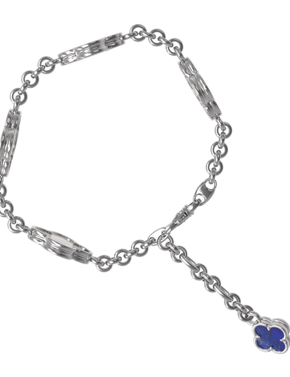 Браслет из белого золота c лазуритом и перламутром