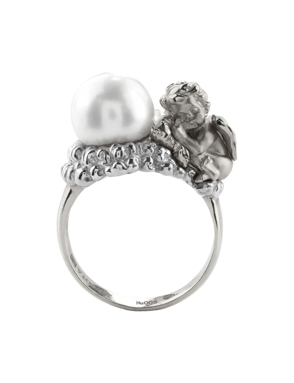 Кольцо из белого золота c жемчугом
