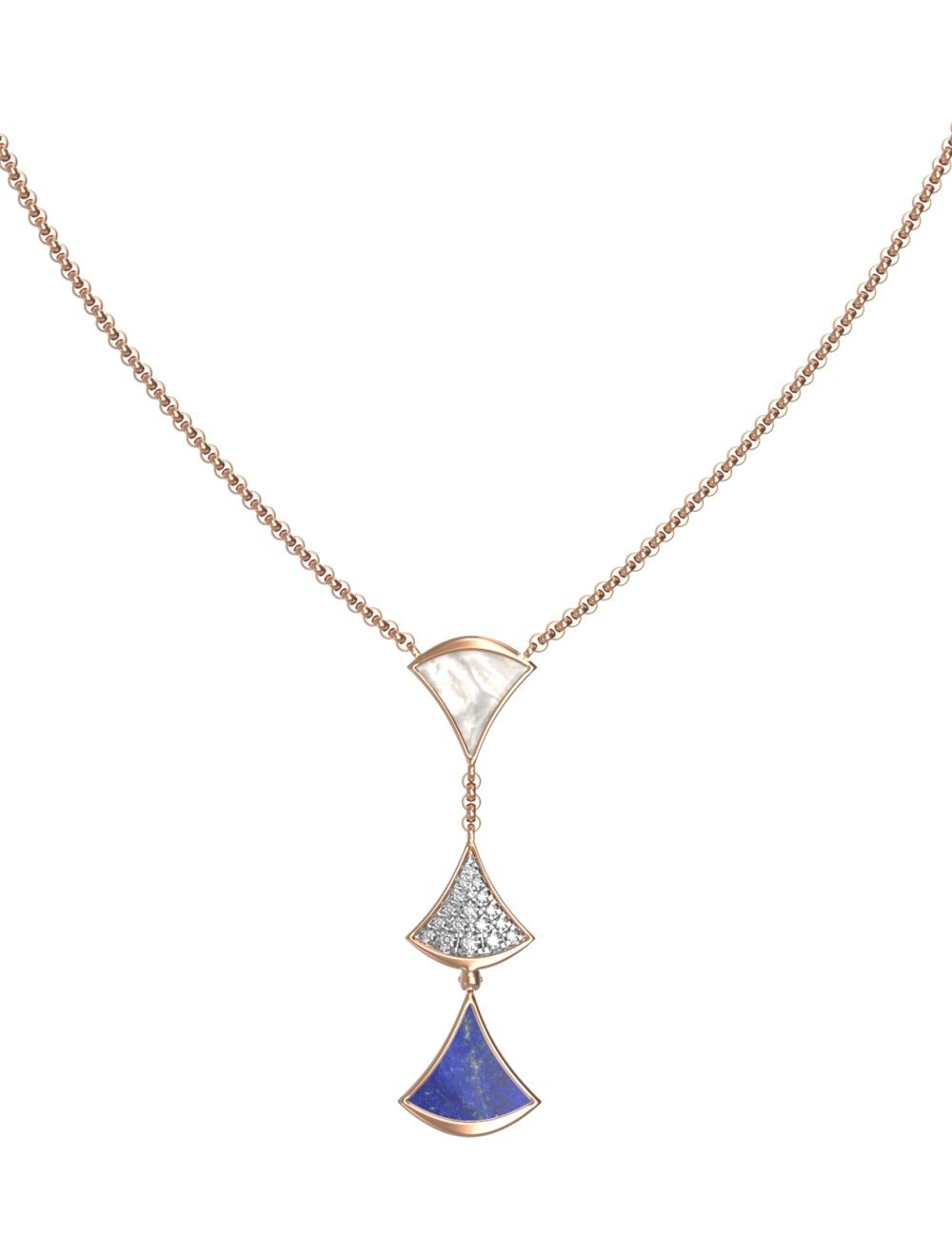 Колье из золота c бриллиантами, лазуритом и перламутром