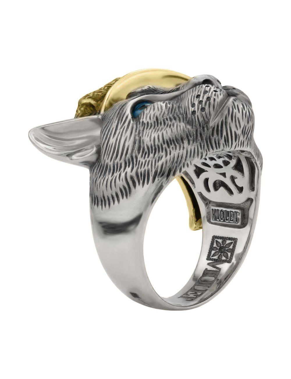 Кольцо из белого золота c эмалью