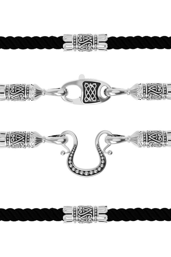 Шнурок шёлковый из белого золота c шёлковым шнурком