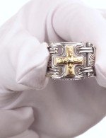 Кольцо из серебра и золота c рубином