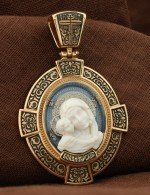 Образок из золота c эмалью и бивнем мамонта