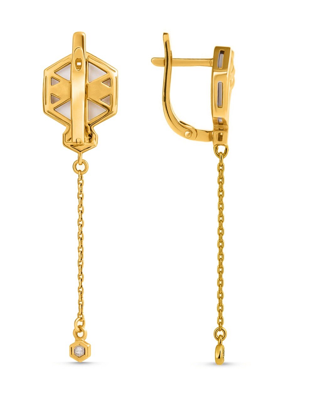 Серьги из лимонного золота c бриллиантами и перламутром